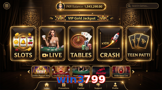 Main screen of Win3799 casino page for PK players