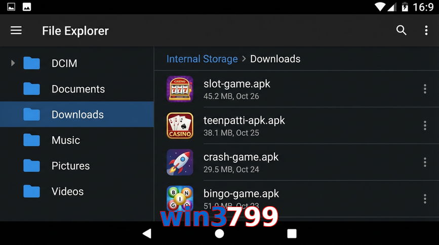 Main screen of Win3799 gameapk page for PK players
