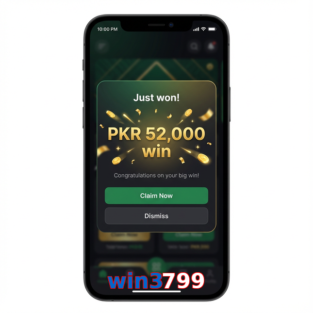 Main screen of Win3799 win page for PK players